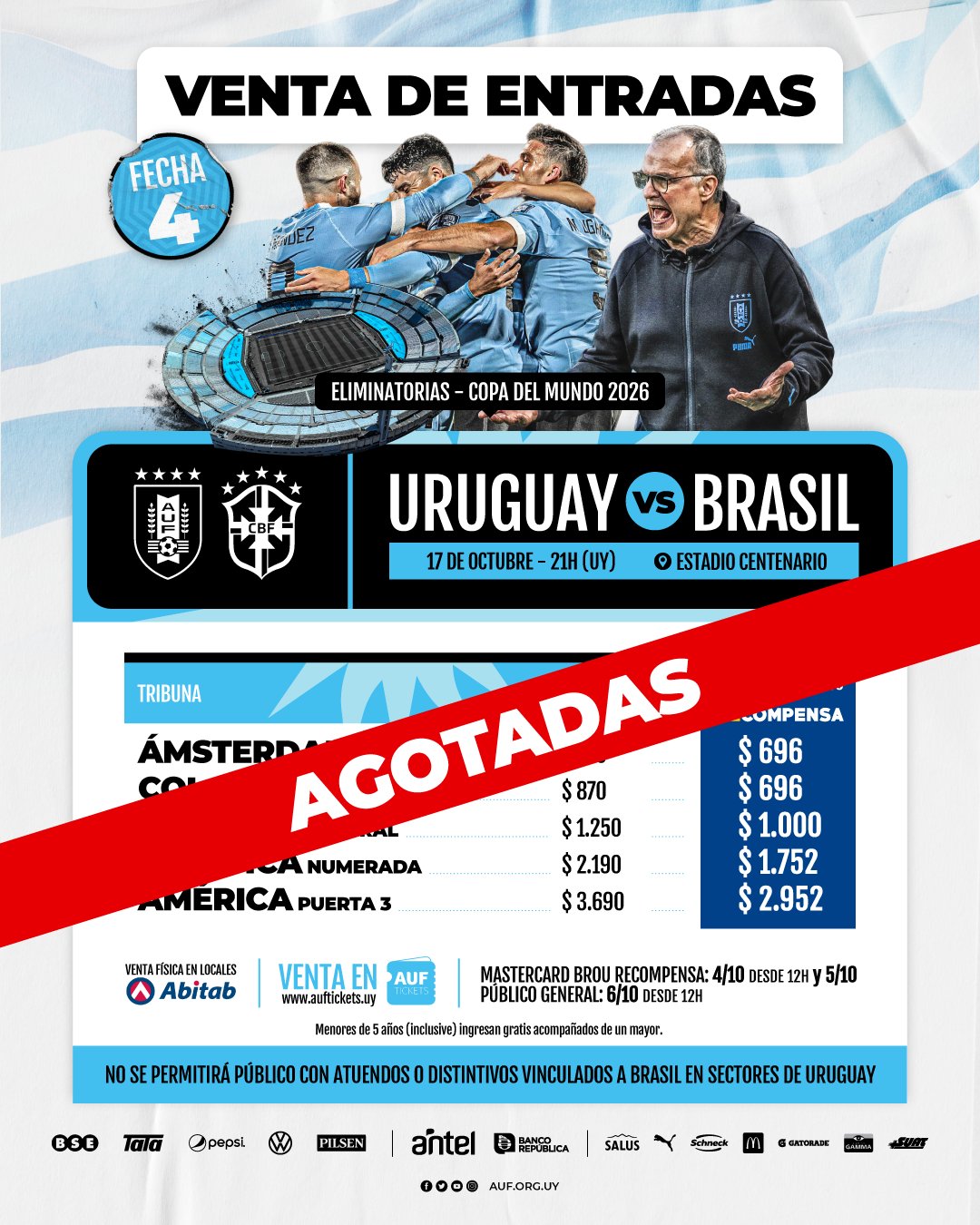 La AUF puso a la venta las últimas 2000 entradas para Uruguay-Brasil ...